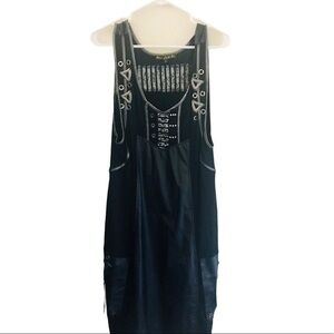 New Lait -XL Black Faux Leather Black Dress Size L